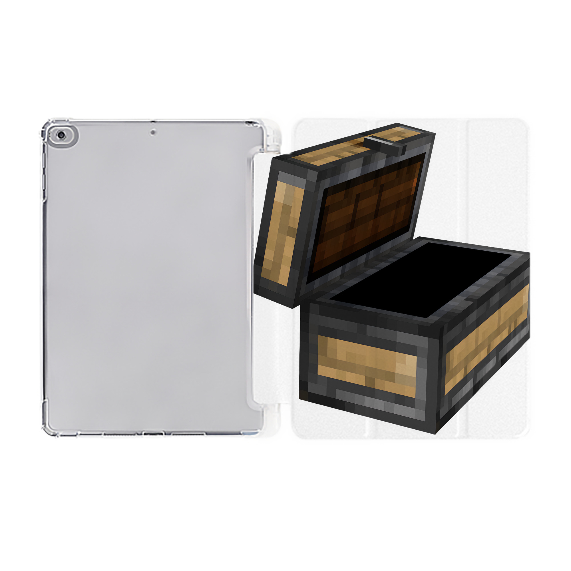 （画像用） マインクラフト ブロックの世界 Minecraft MC Block world IPad ケース ペン収納付き 三つ折りスタンド PUレザー×シリコン 対応機種9.5/10.5/10.9インチ